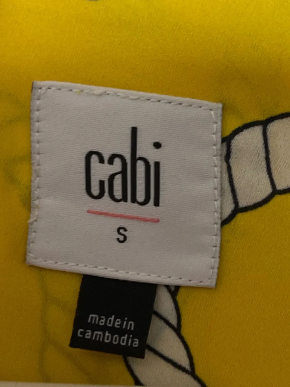 CAbi Yellow Rope-Print Tie-Neck Blouse - Picture 2 of 4